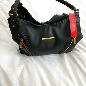 Black shoulder bag with gold deatils